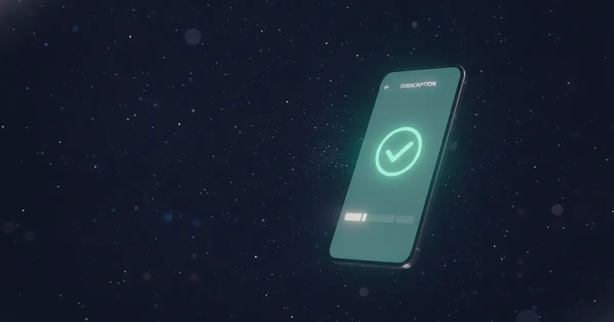 Phone screen showing subscription cancellation confirmation on a dark navy background