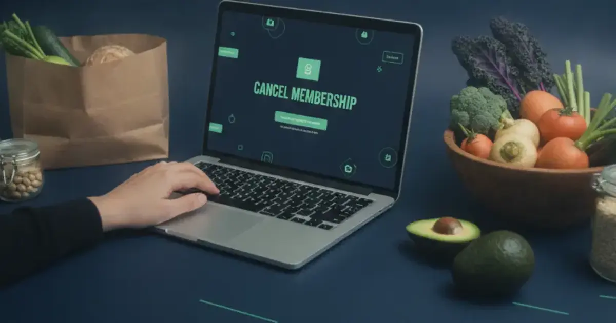 Person on a laptop canceling a Thrive Market membership on an account settings page