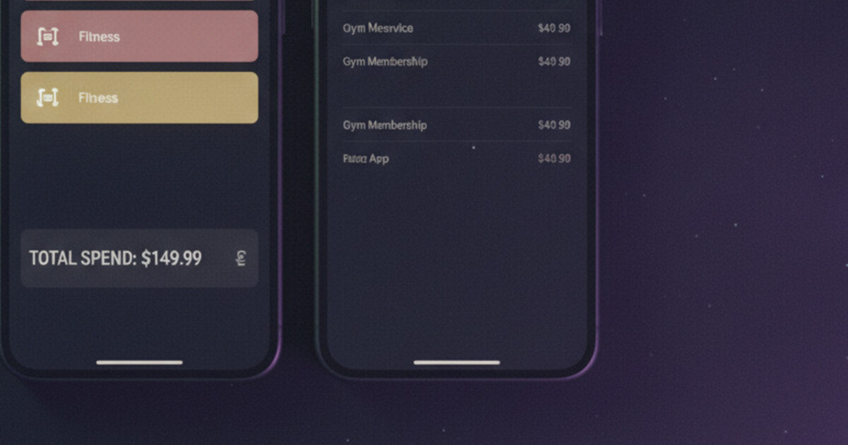 Side-by-side comparison of subscription tracker app screens on smartphones showing different app interfaces without bank login